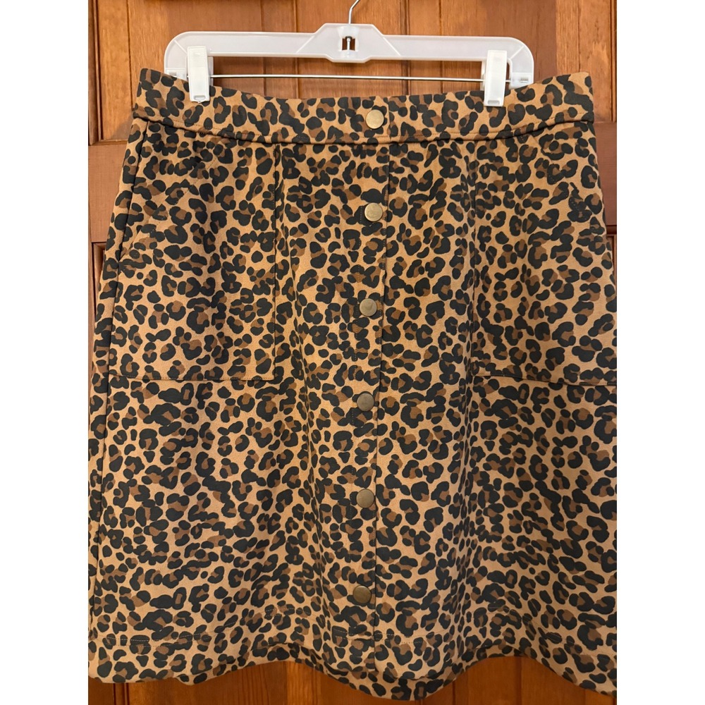 Cato Leopard Faux-Suede Skirt Womens 14/16W Lined Pull-On Stretch Comfort
